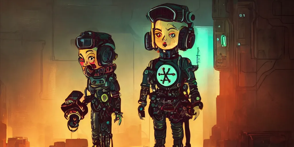 Image similar to cute cyberpunk chtulhu, big eyes, fallout 5, studio lighting, deep colors, calm setting