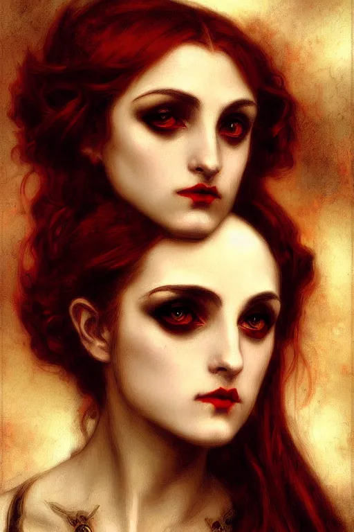 Prompt: steampunk victorian vampire painting by rossetti bouguereau, detailed art, artstation