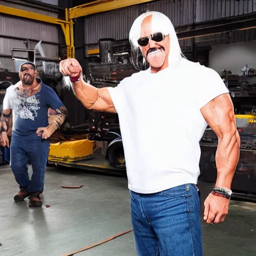 Prompt: hulk hogan visits Northforge Fabrication Lab, photorealistic, press photo, 4k, detailed,