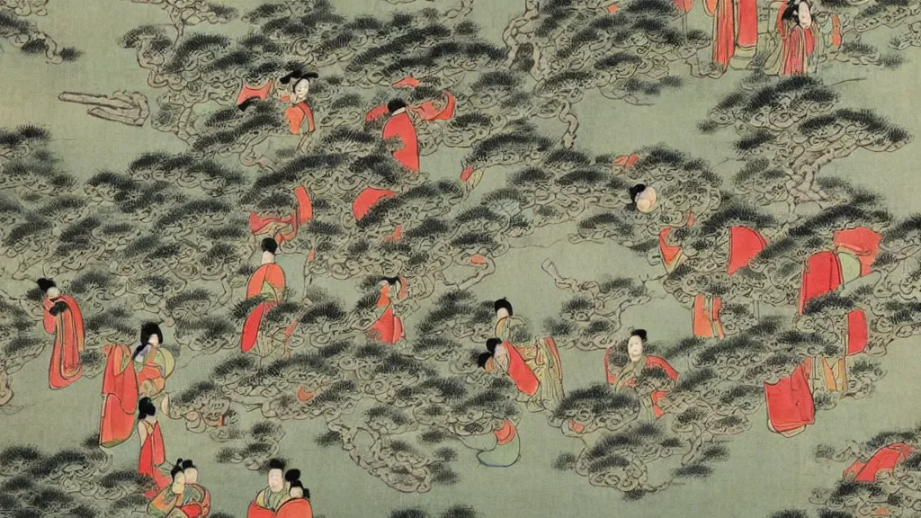 Image similar to beautiful 1 9 6 0 s painting of ancient china, miyazaki, cinematic, intricate detail