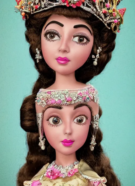 Image similar to closeup face profile portrait of tin toy elizabeth taylor as a fairytale princess wearing a crown eating cakes, bikini, depth of field, zeiss lens, detailed, symmetrical, centered, fashion photoshoot, by nicoletta ceccoli, mark ryden, lostfish, breathtaking, 8 k resolution, extremely detailed, beautiful, establishing shot, artistic, hyperrealistic, octane render