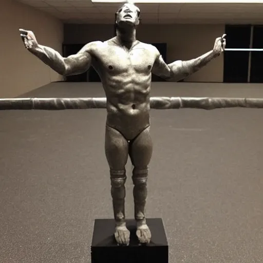 Prompt: “a realistic detailed photo of a guy who is an attractive humanoid who is half robot and half humanoid, who is a male android, American freestyle and folkstyle wrestler from Oklahoma Daton Fix, shiny skin, posing like a statue, blank stare, at college, on display”