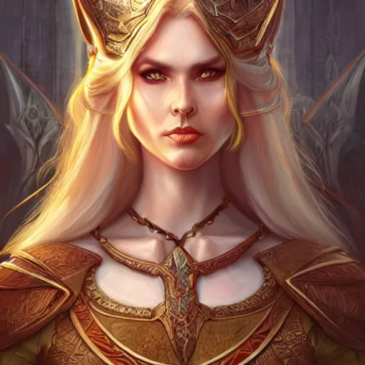 Image similar to elven queen character portrait by magali villeneuve, fantasy, dungeons & dragons, beautiful, artstation contest winner, detailed