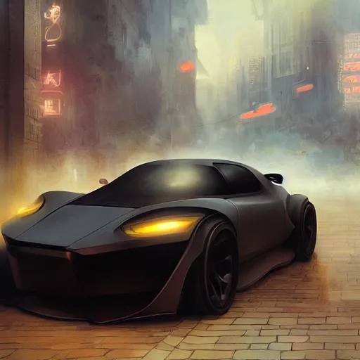 Prompt: modded car, elegant, digital painting, concept art, smooth, sharp focus, art style from Wang Ke and Greg Rutkowski and Bruce Kaiser and Scott Robertson and Dmitry Mazurkevich and Doruk Erdem and Jon Sibal, small style cue from Blade Runner and Minority Report and iRobots