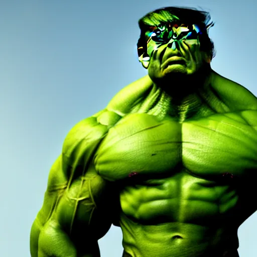 Prompt: Trump as Hulk, cinematic, 8k hd, high quality, sharp focus