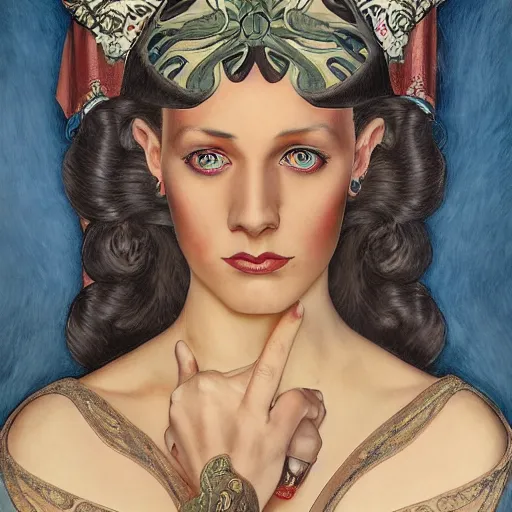 Image similar to an art nouveau, ( streamline moderne ), multi - ethnic and multi - racial portrait in the style of charles dulac and donato giancola and anna dittmann. very large, clear, expressive, and intelligent eyes. symmetrical, centered, ultrasharp focus, dramatic lighting, photorealistic digital matte painting, intricate ultra detailed background.