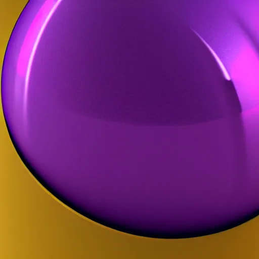 Image similar to A golden sphere on top of a purple base, high quality, photo realistic, 3D render.