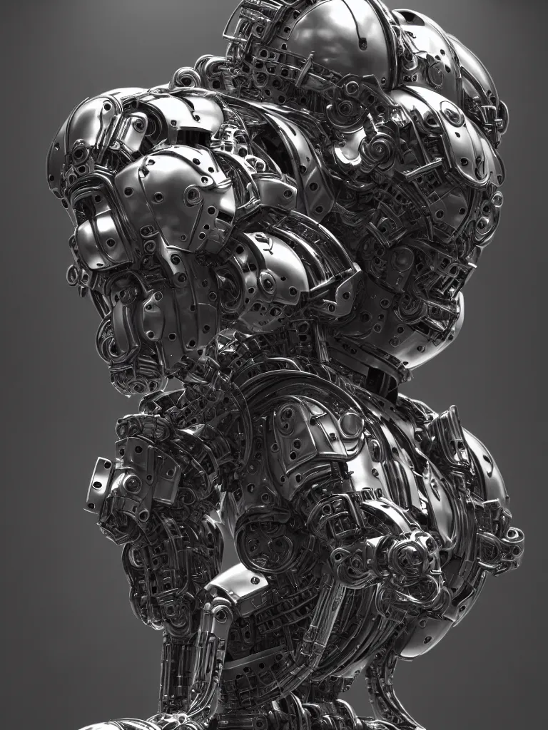 Prompt: metallic bionic android, robot, mech robot details machine, gears, piston, valves, suspension , beautiful detailed intricate insanely detailed octane render trending on Artstation, 8K artistic photography, photorealistic, chiaroscuro, Raphael, Caravaggio, Beksinski, Giger