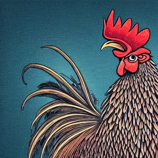 Prompt: ai producing the most popular imaginative and best art ever of a rooster