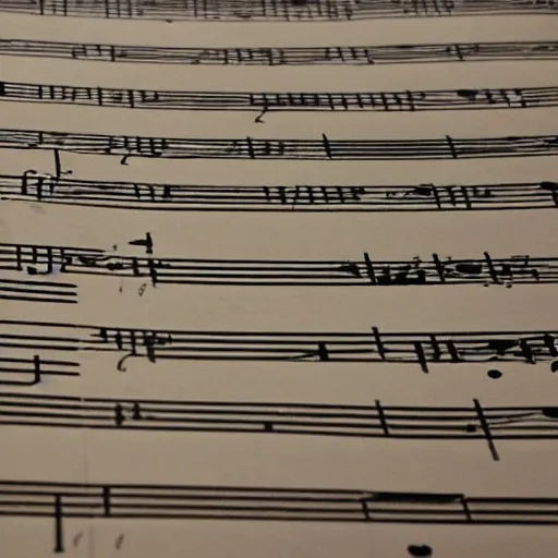 Image similar to closeup of sheet music for the most amazing piece of music ever composed, highly detailed, sharp focus