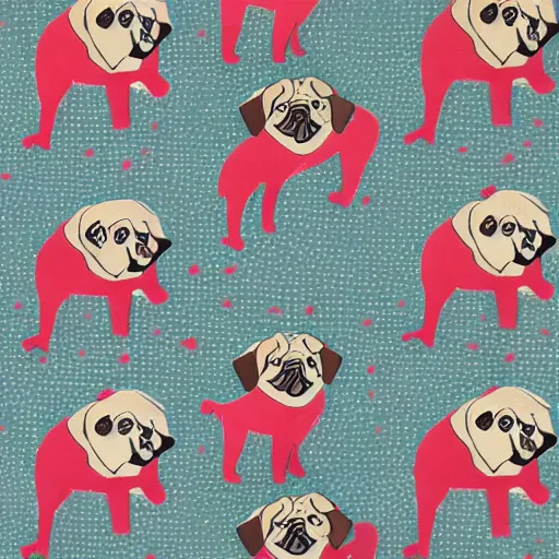 Image similar to pug fabric print