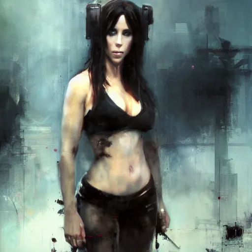 Image similar to jennifer love hewitt as tifa, jeremy mann painting