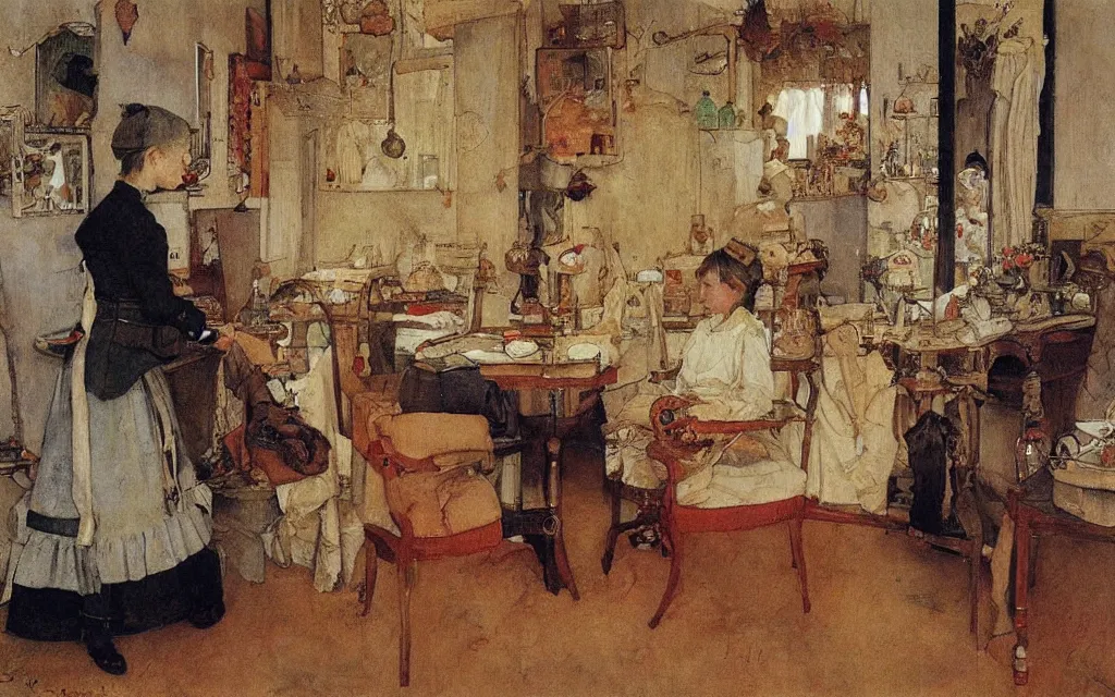 Image similar to a painting, oil on canvas, by carl larsson