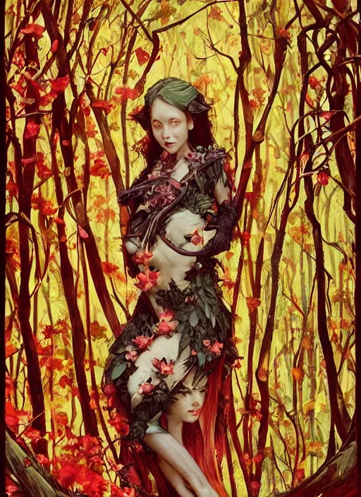 Image similar to lush cherry forest fairy foliage painting carved in amber by chiara bautista and norman rockwell and greg rutkowski weta studio