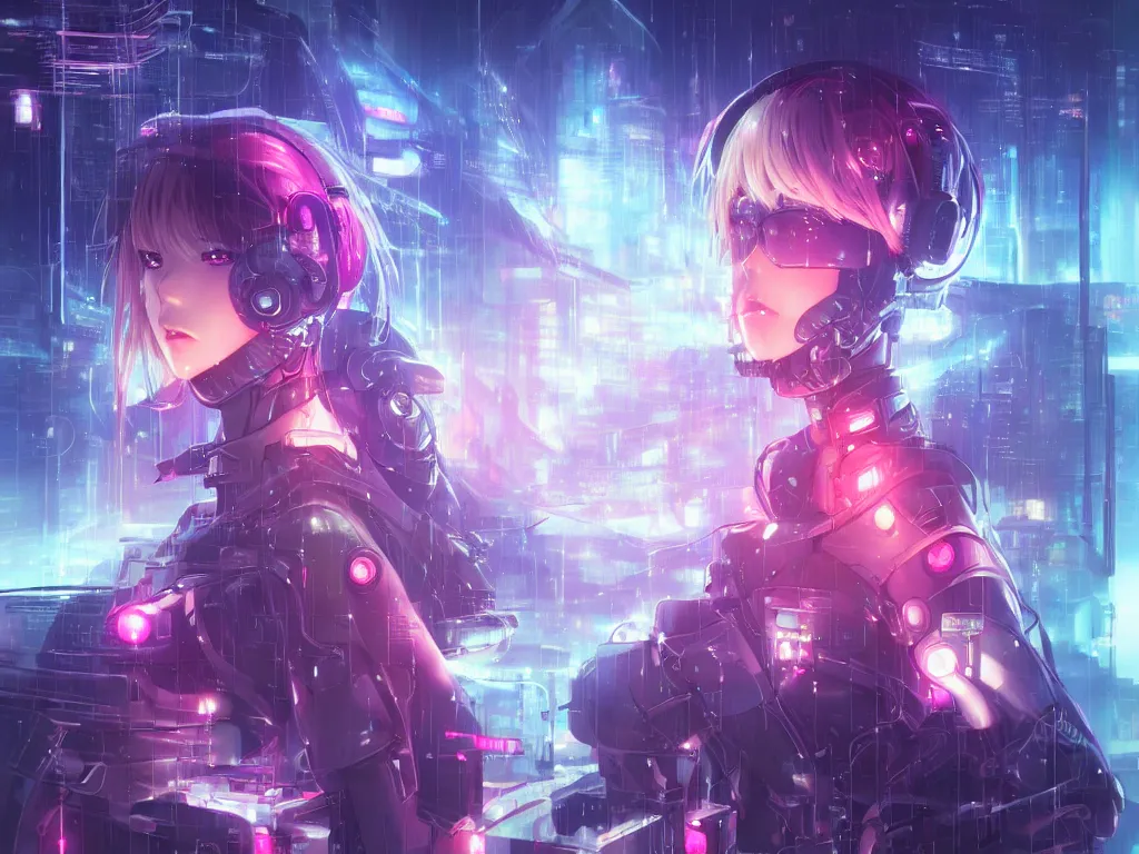 Image similar to portrait anime visual of futuristic female cyber airforce, on neon light tokyo rainy rooftop, ssci - fi and fantasy, intricate and very beautiful, human structure, concept art, sharp focus, anime illustration by nixeu and rossdraws and magali villeneuve and liya nikorov and luxearte, frostine engine