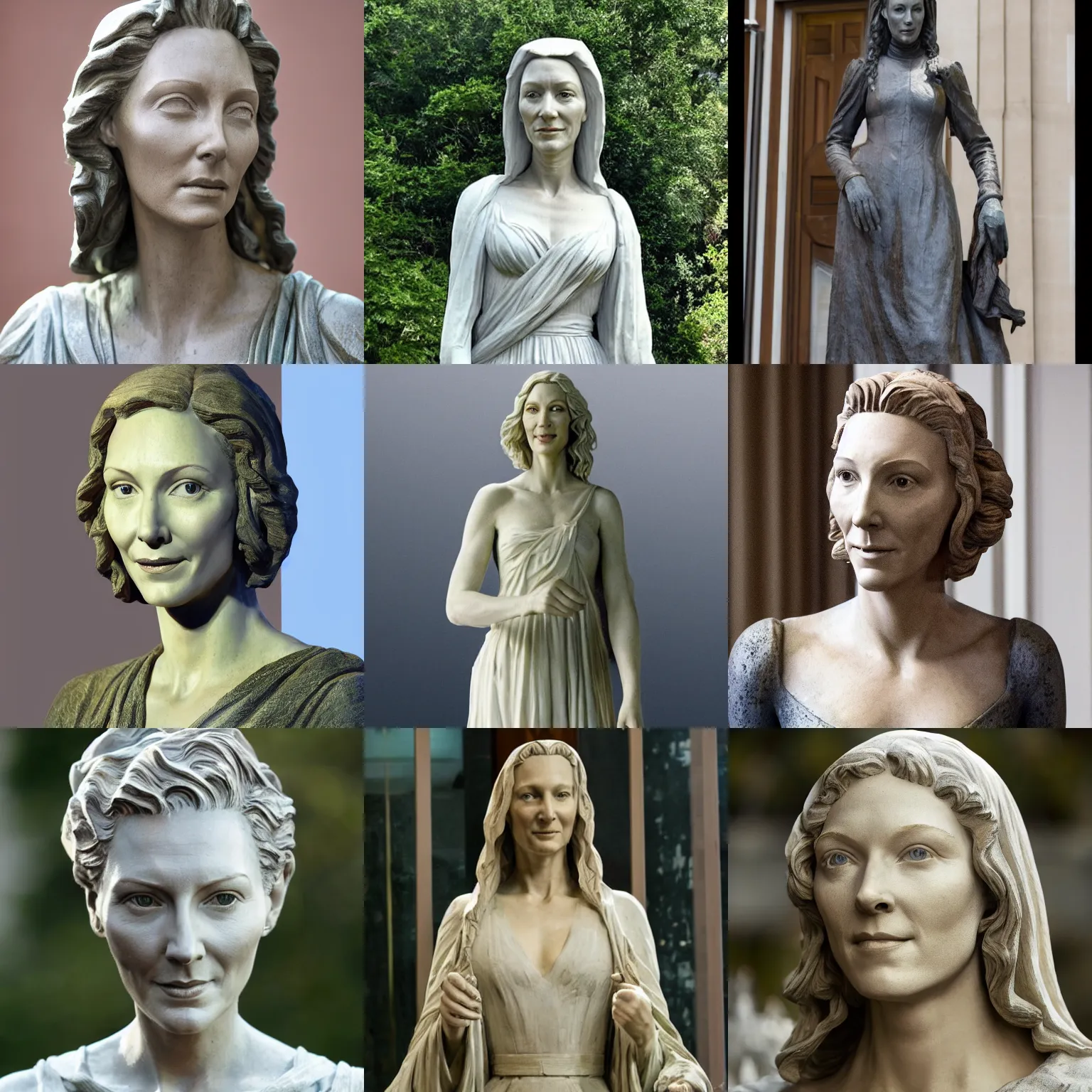 Prompt: statue of cate blanchet as Virginia Mary