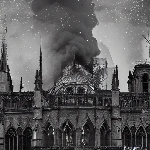 Image similar to “minions laughing as the Notre dame burns behind them, 4k, digital art, award winning”