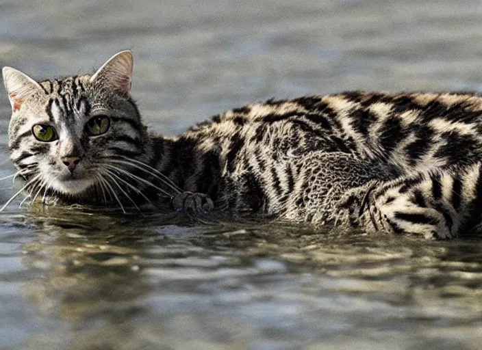 Prompt: photo of a hybrid between a crocodile and a cat