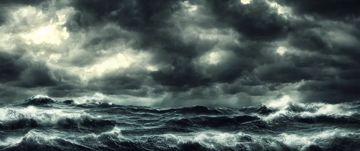 Image similar to stormy ocean monster dramatic lighting cinematic establishing shot extremely high detail foto realistic cinematic lighting post processed