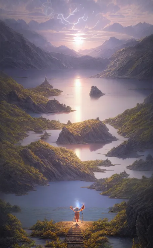 Image similar to lake godness, highly detailed, d & d, water everwhere fantasy, highly detailed, digital painting, trending on artstation, concept art, sharp focus, global illumination, ray tracing, illustration, art by artgerm and greg rutkowski and fuji choko and viktoria gavrilenko and hoang lap