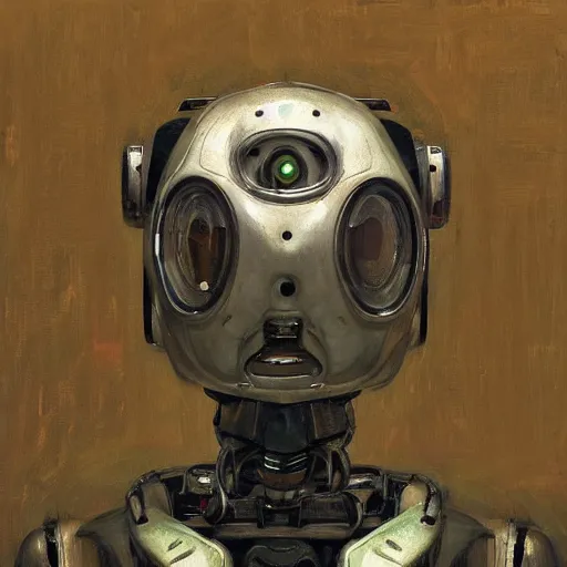 Prompt: portrait of a robot by lucian freud in the style of greg rutkowski