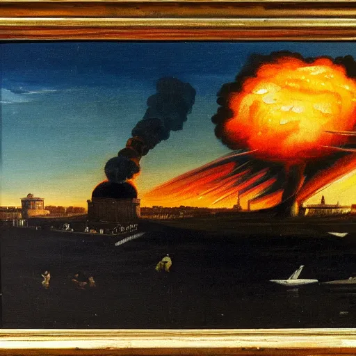 Image similar to a 1 8 th painting of a nuclear explosion in france