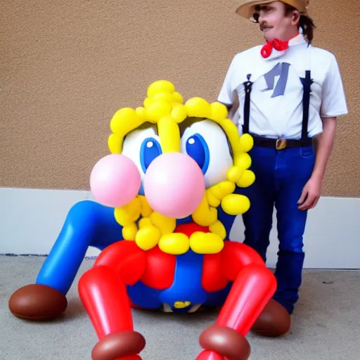 Image similar to super mario as a balloon animal