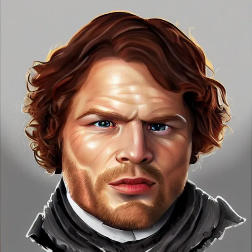 Image similar to Jamie Fraser caricature portrait by Sebastian Krüger anda Bruno Tesse trending on artstation, perfect composition, Scotland background