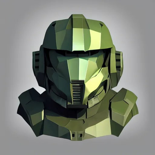 Prompt: Low poly render of Master Chief