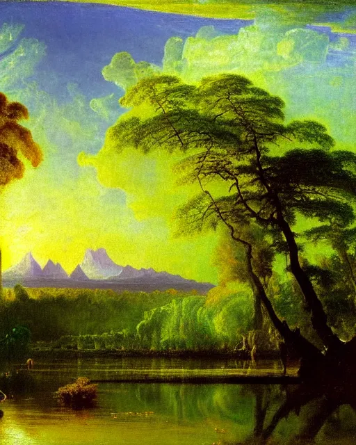 Prompt: Fibonacci lake, golden ratio, nature lanscape, by Albert Bierstadt, Affandi