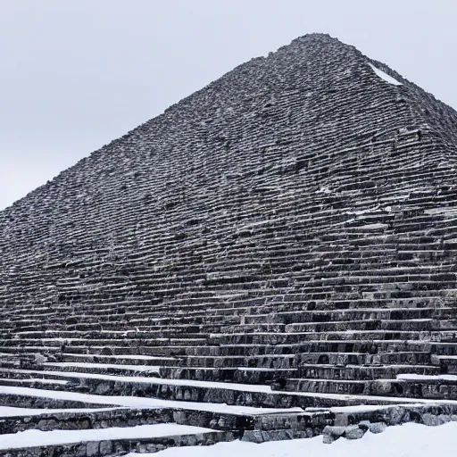 Prompt: the ruins of an abandoned ancient pyramid city in antarctica