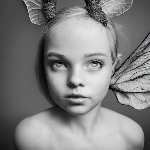 Image similar to bone fairy portrait, studio lighting, portrait photography, black - and - white photography, hyper realism, fantasy, 4 k,