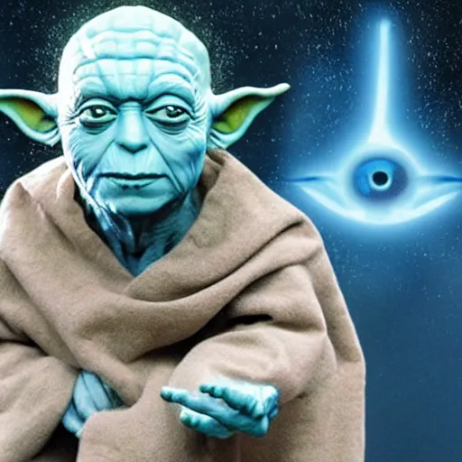 Prompt: photo of hybrid of dr manhattan and yoda