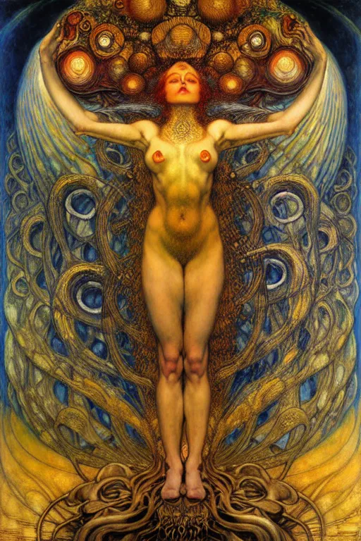 Image similar to Divine Chaos Engine by Karol Bak, Jean Delville, William Blake, Gustav Klimt, and Vincent Van Gogh, symbolist, visionary