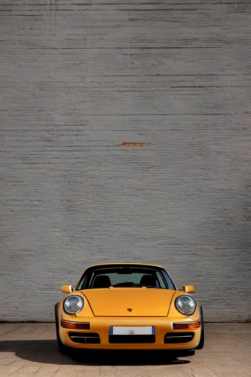 Prompt: Photo of a copper yellow Porsche 911 Carrera 3.2, daylight, dramatic lighting, award winning, highly detailed, fine art photography