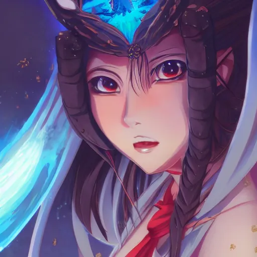 Image similar to anime portrait of Mio Naruse as a shaman yedi using dark force to eliminate trump as an anime antagonist by Stanley Artgerm Lau, WLOP, Rossdraws, James Jean, Andrei Riabovitchev, Marc Simonetti, and Sakimichan, trending on artstation