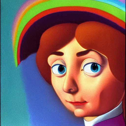 Image similar to helga pataki's teeth, soft rainbow light, painting by jacques-louis david, sad muppet eyes