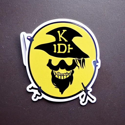 Prompt: die cut sticker, king of the pirates