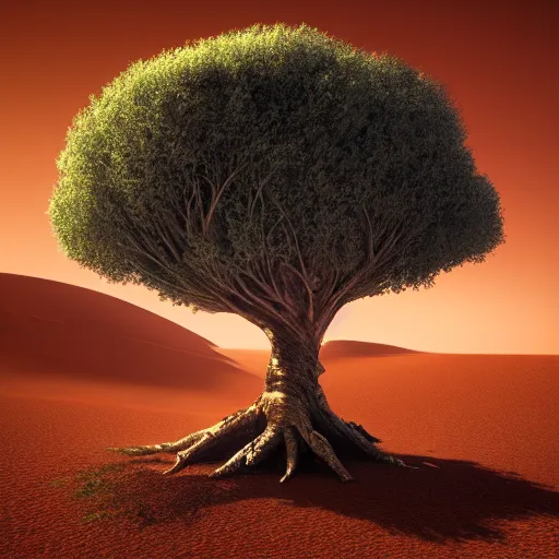 Prompt: world tree in the middle of an empty desert, trending on artstation, cinematic composition, detailed, hd, digital art, majestic