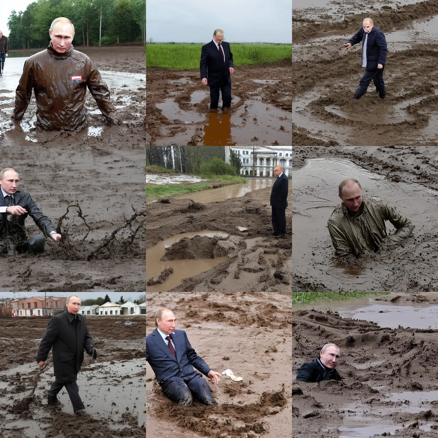 Prompt: putin in mud