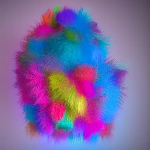 Prompt: colorful abstract fuzzy sculpture art on the wall in modern architecture art studio soho new york, cinematic lighting, hyper - realistic, detailed, render by c 4 d octane, unreal engine, 8 k 3 d render