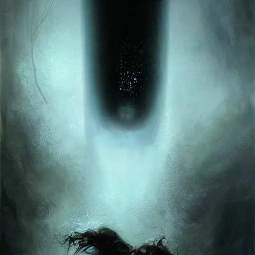 Prompt: a latino 1 5 year old boy with long black hair opens a dark portal to the void. dramatic. cinematic. detailed. sharp. photo realistic. realism. repin. phil hale. ruan jia