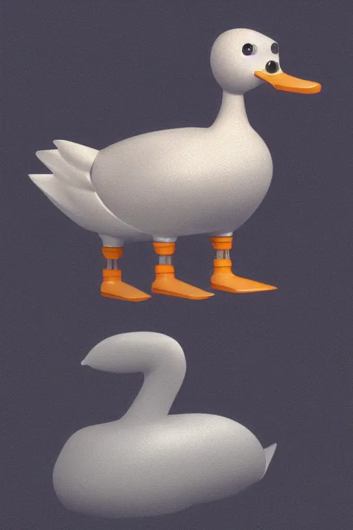 Image similar to robot duck concept, detailed, sharp focus, pastel, intricate, realistic, smooth, volumetric lighting, digital painting, by miyazaki