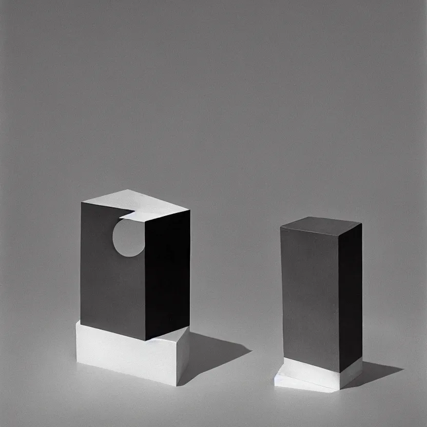 Image similar to an impossible quantum readymade object named LHOOQ by Marcel Duchamp on a pedestal, packshot, by Irving Penn and Man Ray, 4k