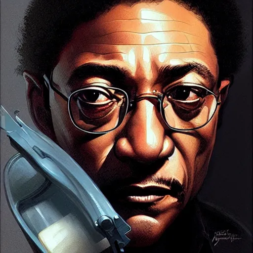 Prompt: portrait giancarlo esposito as han solo, intricate elegant, highly detailed, digital painting, artstation, concept art, smooth, sharp focus, illustration, art by artgerm and greg rutkowski! and, heavily influenced by frank frazetta and boris vallejo, sword and sorcery