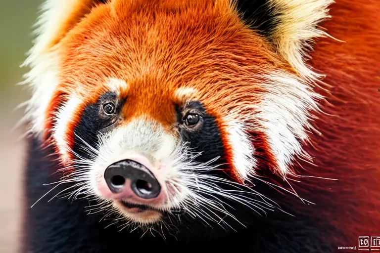 Prompt: a pig red panda!!! hybrid! hyper realistic!! realistic lighting!! wildlife photographer of the year!!! bold natural colors, national geographic, hd, wide angle, 8 k