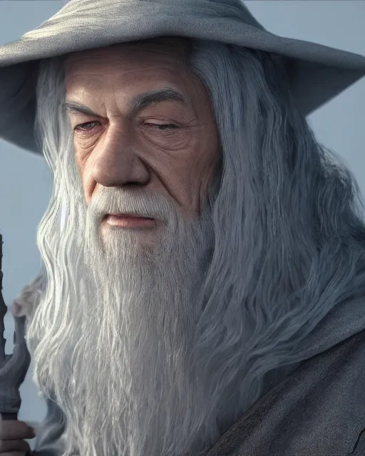 Image similar to jesus christ as gandalf the gray, character art, by various concept artists, redshift render, hyperrealistic face, photorealistic render