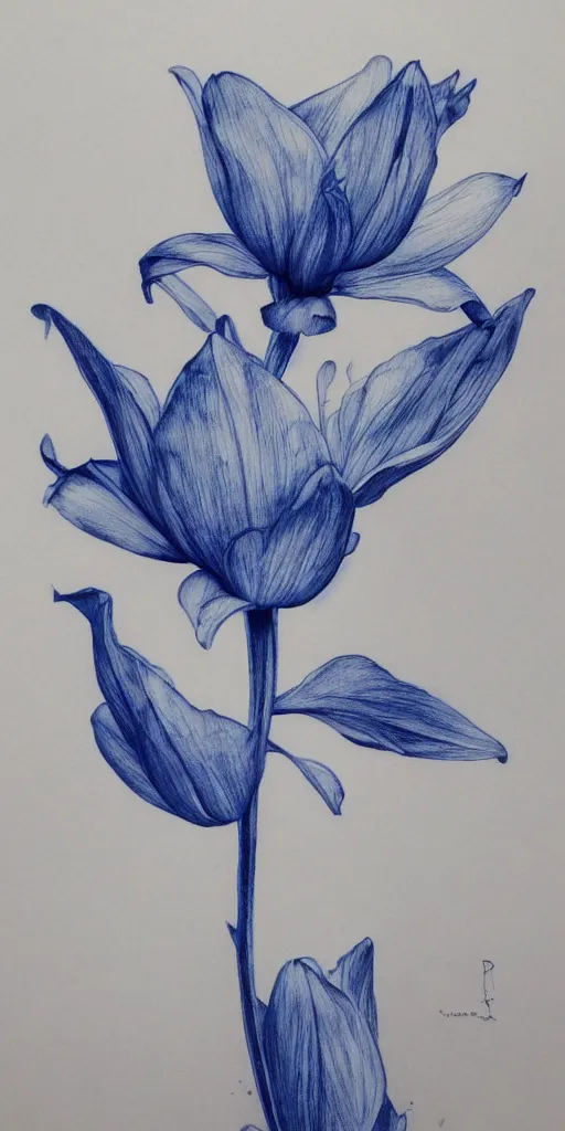 Image similar to highly detailed beautiful photography of flower, sharp focus, dramatic, dynamic, lighting, elegant, blue background, harmony, beauty, masterpiece, by durero, by kim jung gi, pencil draw