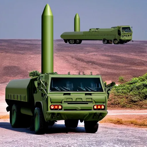 Image similar to high quality picture of HIMARS with rockets, Cars Pixar movie style, detailed, green