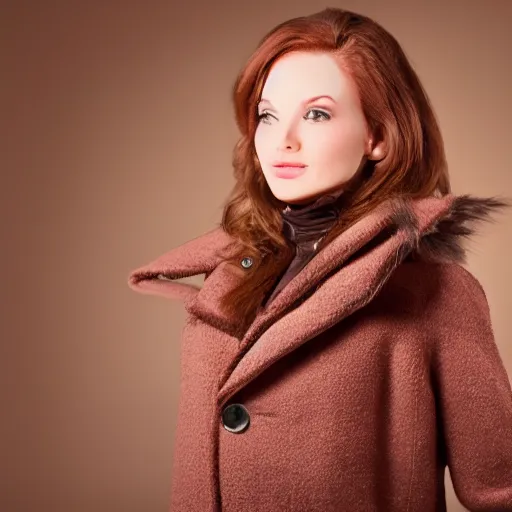 Image similar to a beautiful winter coat made out of a brick fireplace, on a mannequin. high quality, high resolution, studio lighting
